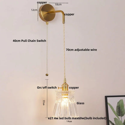 DecorBites™ LED Wall Lights Bar Bedroom Study Clear Glass Bedside Lamp Modern Stair Light Fixtures