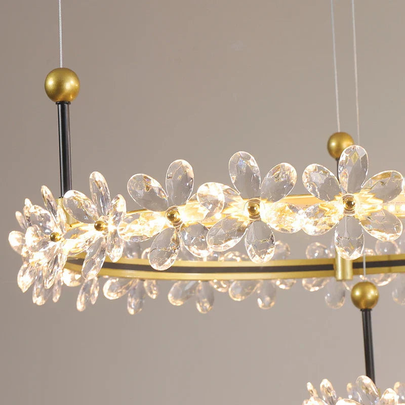Lámpara colgante de araña con anillo de cristal dorado Decorbites™ , diseño moderno de lujo para la decoración del hogar