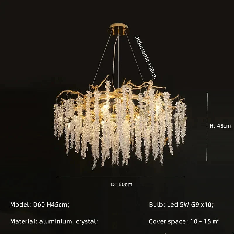 DecorBites™ Gold Aluminium Branch Pendant Light Chandelier for Modern Dining Room Decor