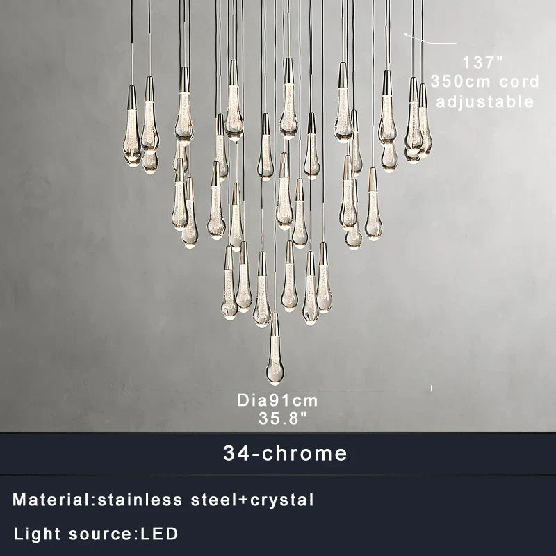 DecorBites™ Crystal Water-drop Ceiling Chandelier, Elegant Dining Room Décor.