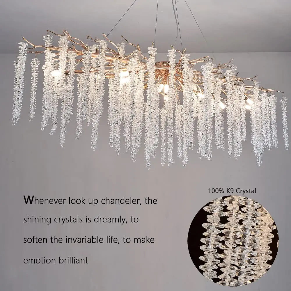 DecorBites™ Crystal Tassel Chandelier: Elegant Dining Room Pendant Light Fixtures