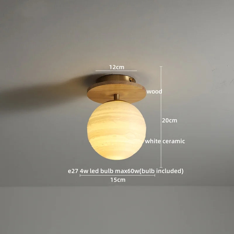DecorBites™ Ceramic Wood LED Ceiling Light for Modern Indoor Lighting
