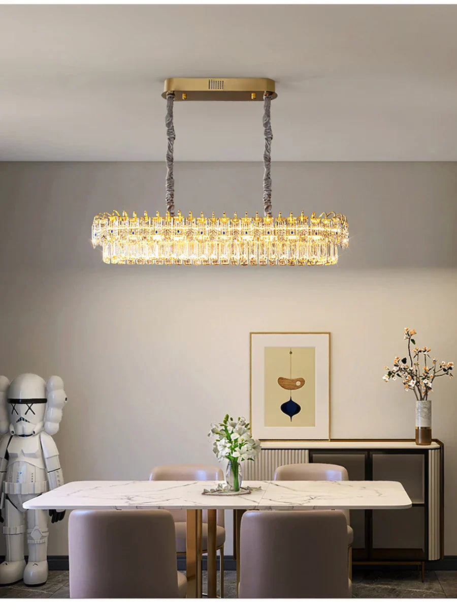 DecorBites™ Crystal Ceiling Chandelier, Nordic Luxury Double Lampara for Dining Table