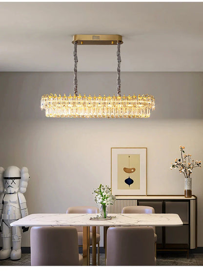 DecorBites™ Crystal Ceiling Chandelier, Nordic Luxury Double Lampara for Dining Table