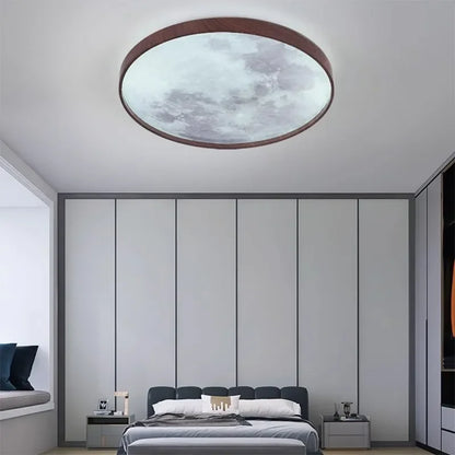 DecorBites™ LED Moon Wood Ceiling Light 26/34CM Walnut Decor - Bedroom Living Room Home Illumination