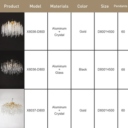 DecorBites™ Branch Crystal LED Ceiling Chandelier in Gold/Black for Dining Room Lobby