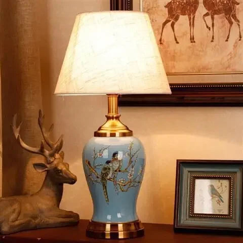 DecorBites™ Chinese Ceramic Table Lamp for Living Room, Bedroom, and Study Room