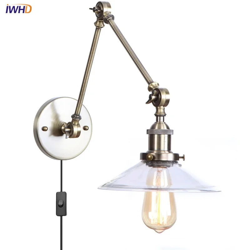 DecorBites™ Industrial Adjustable LED Wall Sconce with Clear Glass Shade