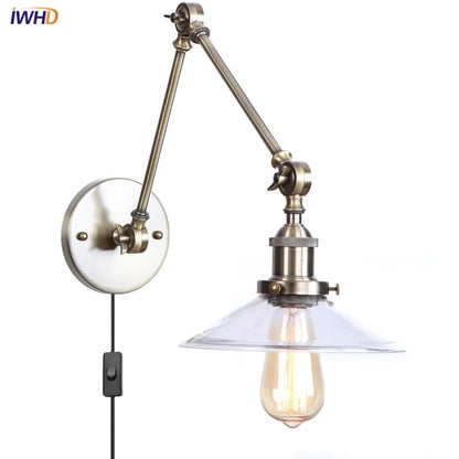 DecorBites™ Industrial Adjustable LED Wall Sconce with Clear Glass Shade