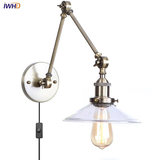 DecorBites™ Industrial Adjustable LED Wall Sconce with Clear Glass Shade