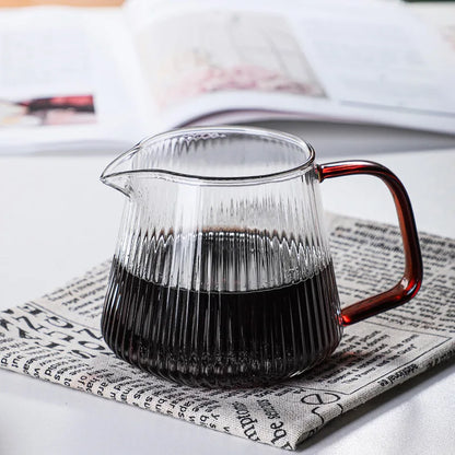 DecorBites™ Glass Coffee Pot with V-Shaped Spout and Vertical Stripes, 350ml/500ml