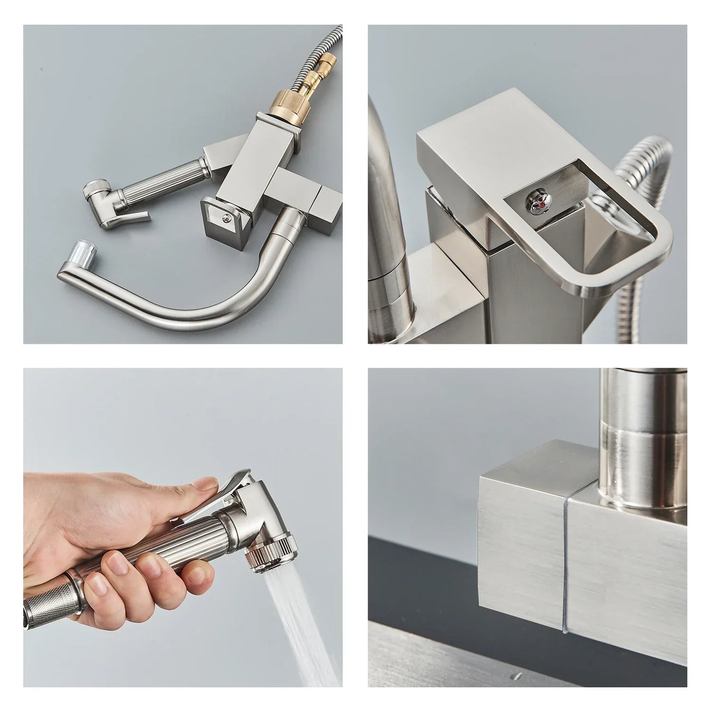 DecorBites™ LED Kitchen Faucet Mixer with Swivel Spouts and Pull-Out Spray