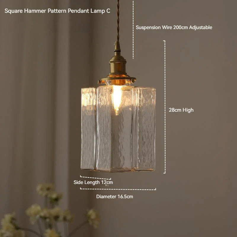 Japanese Vintage Glass Pendant Light in Polished Brass