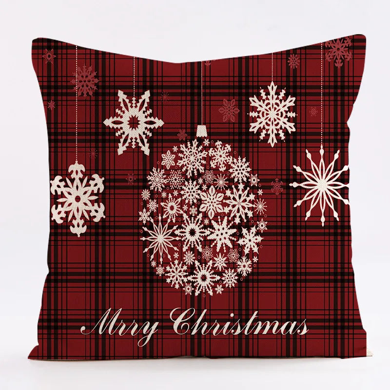 DecorBites™ Christmas Linen Cushion Cover 45x45cm Sofa Home Party Decor
