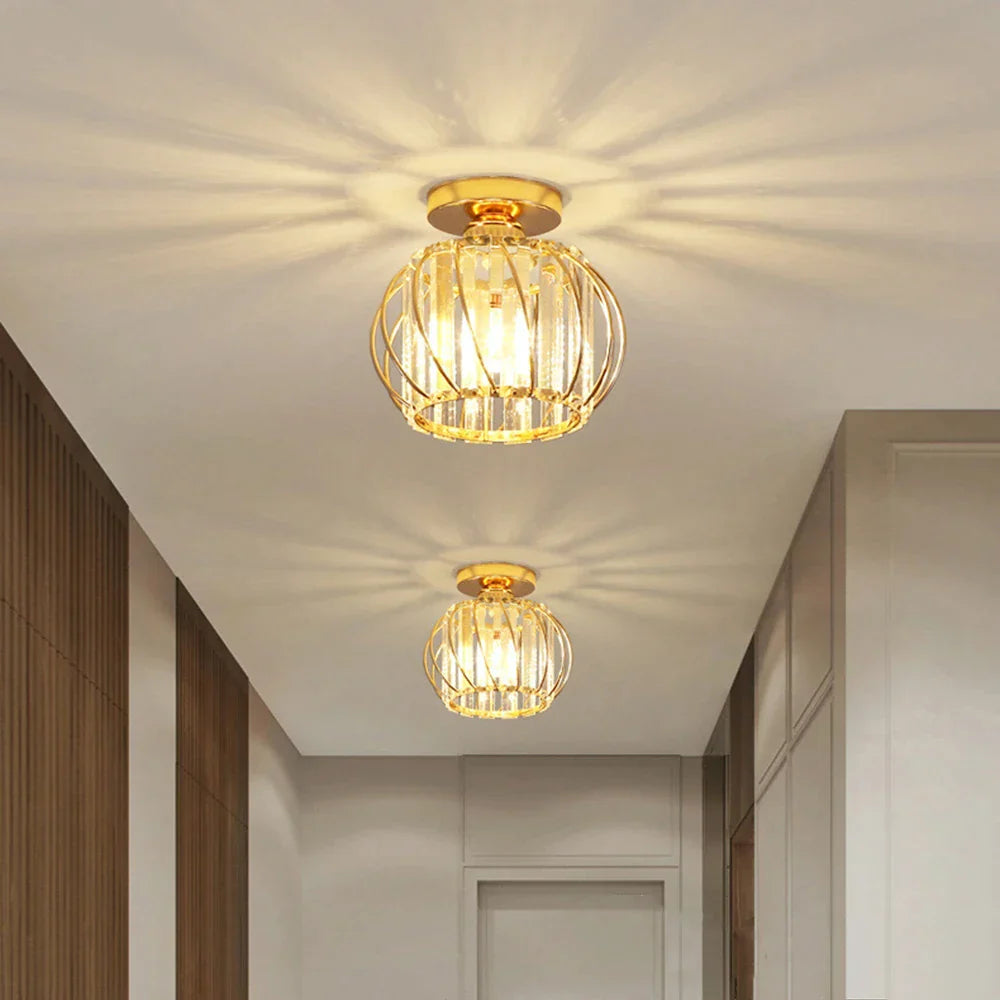 DecorBites™ Iron Round Crystal Ceiling Chandelier for Modern Indoor Lighting