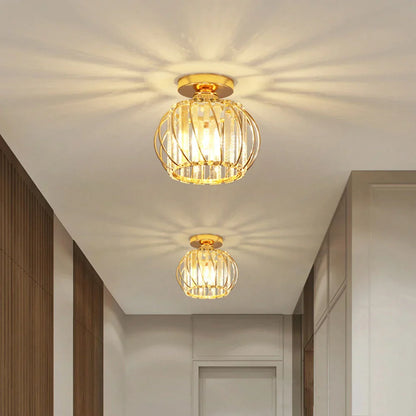 DecorBites™ Iron Round Crystal Ceiling Chandelier for Modern Indoor Lighting