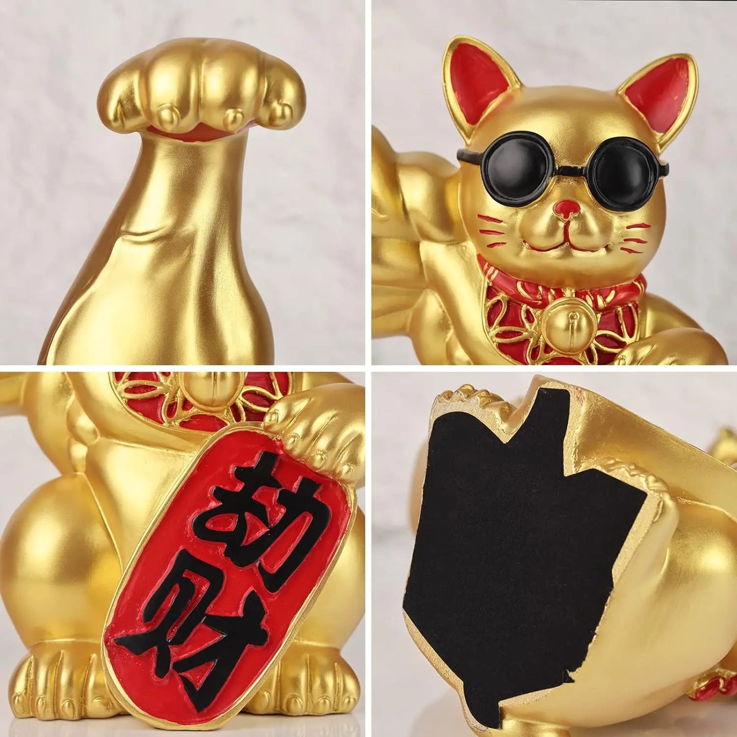DecorBites™ Large Muscle Arm Fortune Cat Resin Sculpture Home Decor Statue
