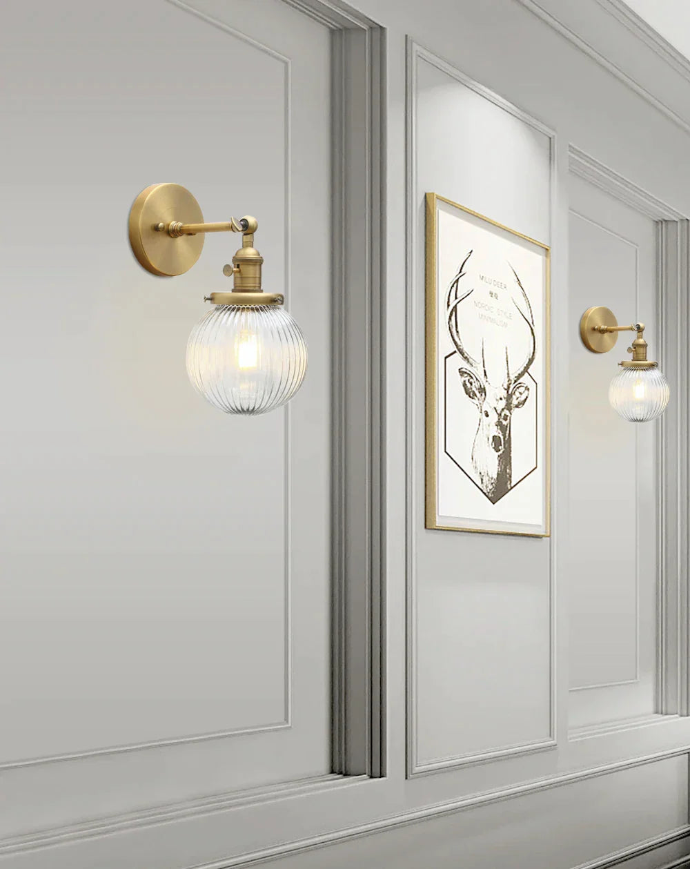 DecorBites™ Industrial Ribbed Glass Wall Sconces for Kitchen Living Room Bedroom