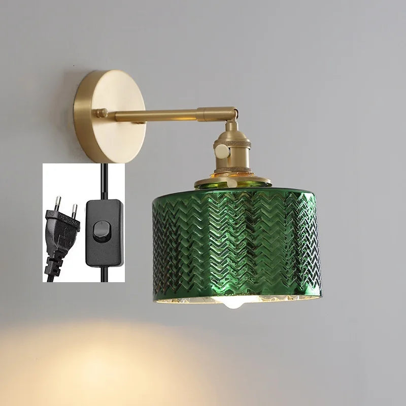 DecorBites™ Green Glass Nordic Wall Sconce LED Light for Bedroom Bathroom Mirror