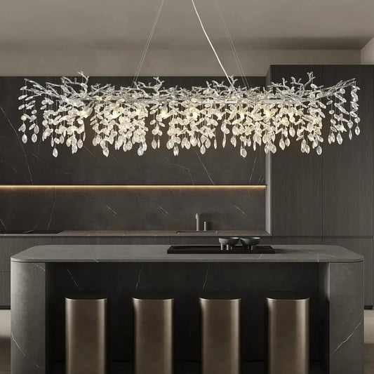 DecorBites™ Crystal Suspension Pendant Light: Elegant Chandelier for Dining Room, Living Room, Kitchen