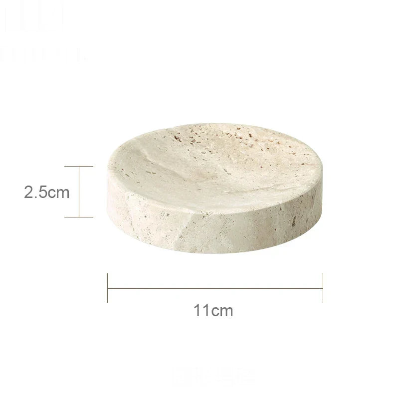 DecorBites™ Beige Travertine Marble Bathroom Accessories Set - Soap Dispenser, Soap Dish, Reed Diffuser
