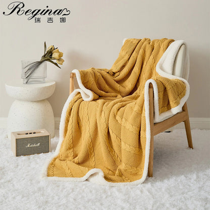 DecorBites™ Cable Knit Sherpa Blanket - Nordic Elegance for Autumn & Winter