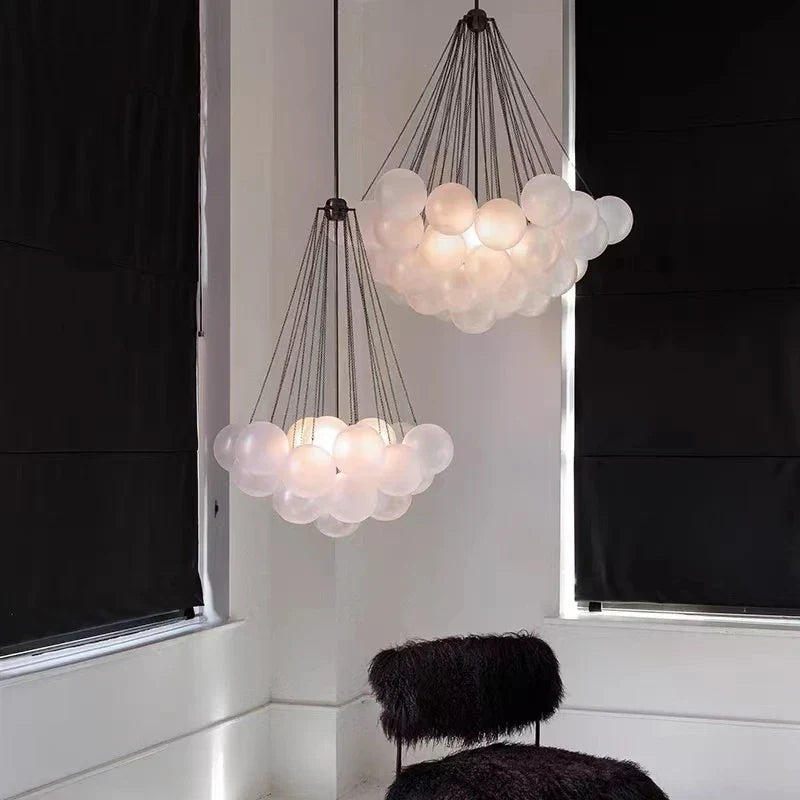 DecorBites™ Frosted Glass Ball Pendant Lights for Modern Restaurant Chandelier