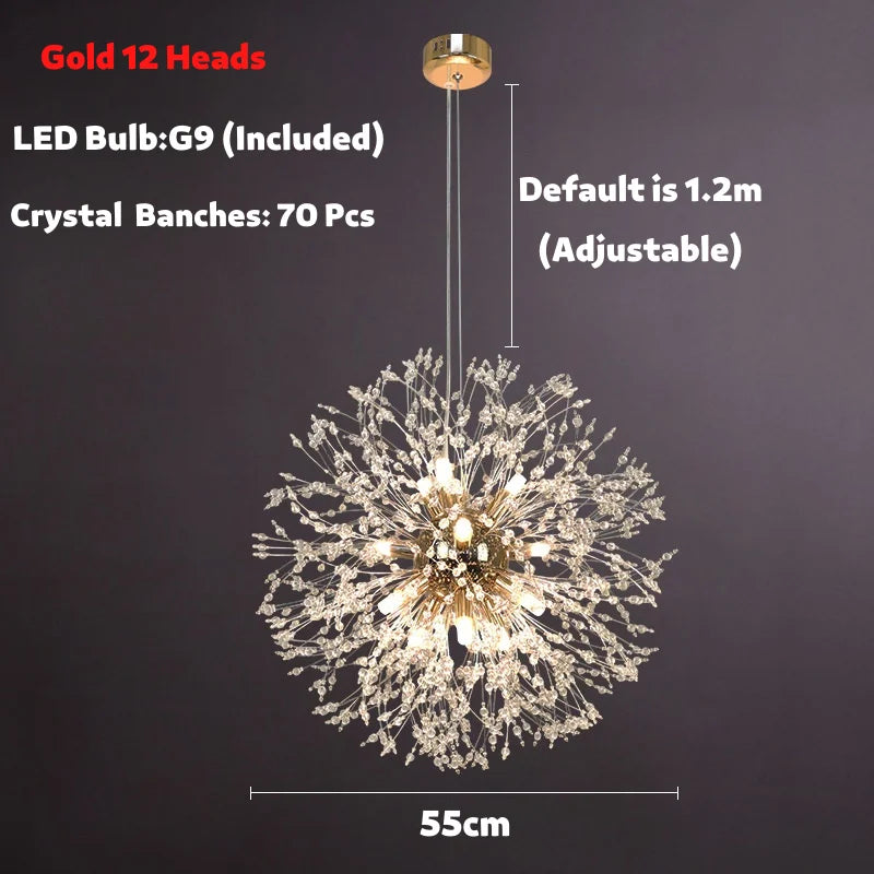 DecorBites™ Dandelion Spark LED Chandelier – Modern Art Crystal Lamps for Home Decor