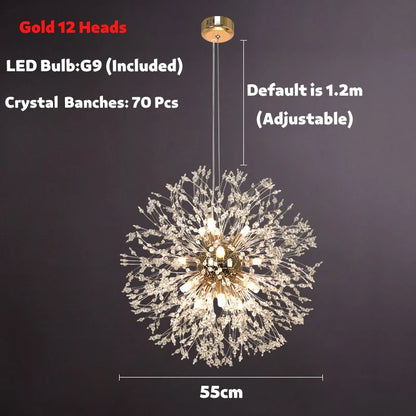 DecorBites™ Dandelion Spark LED Chandelier – Modern Art Crystal Lamps for Home Decor