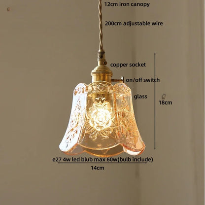 DecorBites™ Green Glass LED Pendant Lamp | Modern Nordic Wood Walnut | Brass Knob Switch | Hanging Light