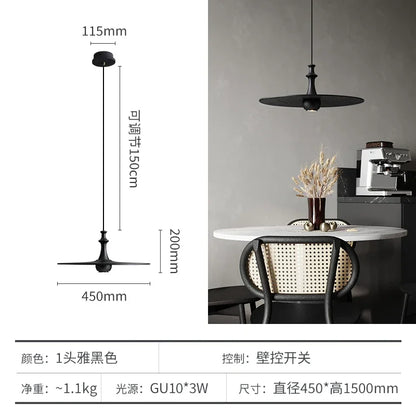 DecorBites™ Black Solid Wood Saucer Pendant Lights, LED GU10, Minimalist Design