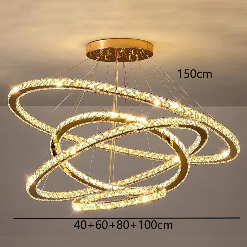 DecorBites™ Crystal Chandelier Stair Pendant Lamp Living Room Pendant Lights Interior Lighting