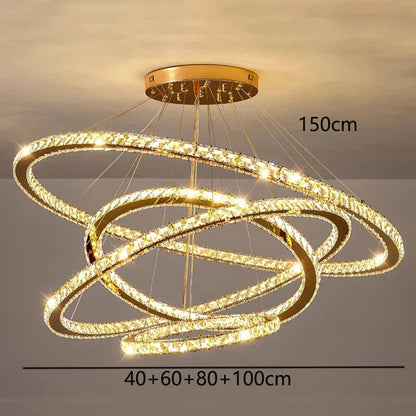 DecorBites™ Crystal Chandelier Stair Pendant Lamp Living Room Lighting