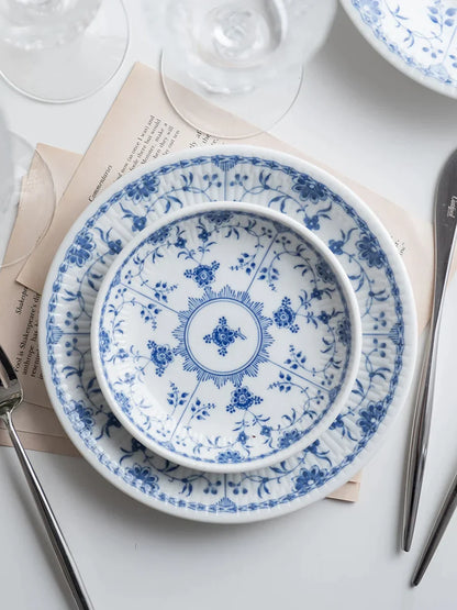 DecorBites™ Blue-and-White Ceramic Dining Set