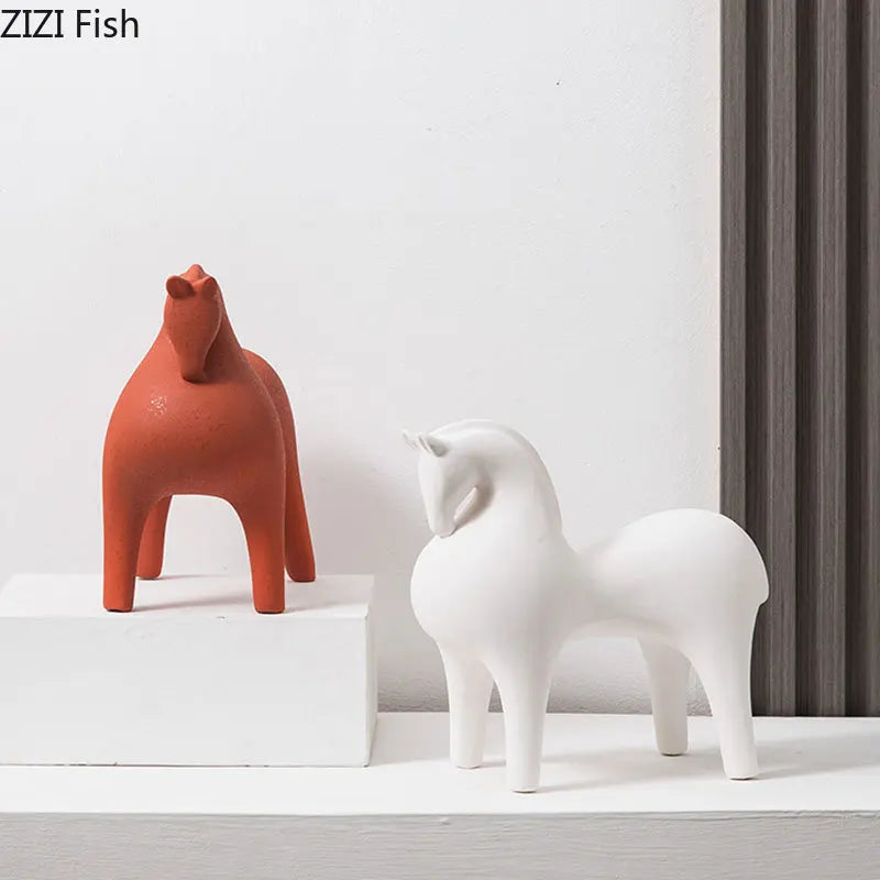 DecorBites™ Abstract Ceramic Horse Sculpture Decorative Figurine