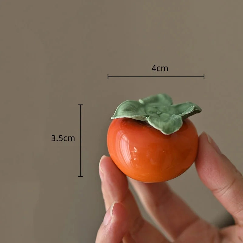 DecorBites™ Adorno Decorativo para el Hogar: Escultura de Frutas, Caja de Té, Fresas y Caquis
