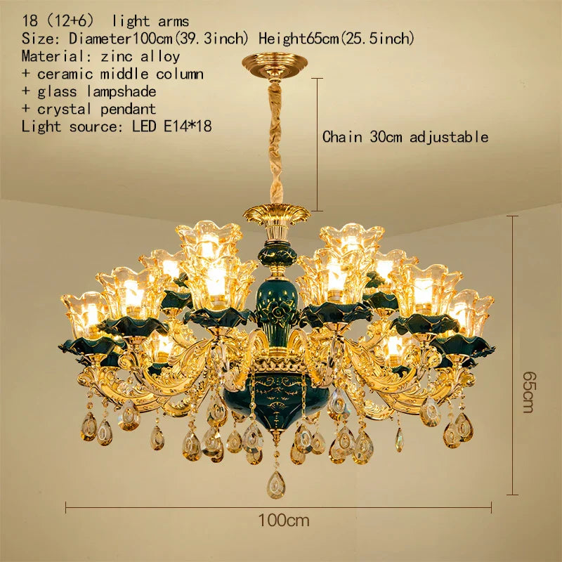 Decorbites™ Dunkelblaues Kristall-Lüster, Vintage-Stil Deckenleuchte für Wohnzimmer, Schlafzimmer, Villa