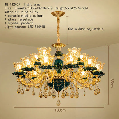 Decorbites™ Dunkelblaues Kristall-Lüster, Vintage-Stil Deckenleuchte für Wohnzimmer, Schlafzimmer, Villa
