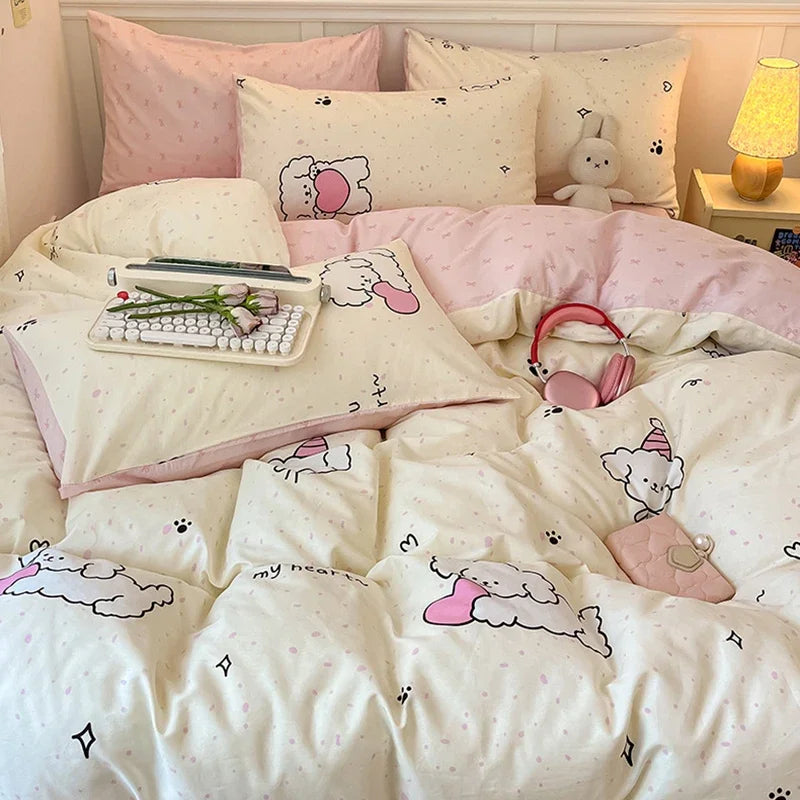 DecorBites™ Cartoon Printed Cotton Quilt Cover Set - Soft, Breathable, Colorfast Bedding