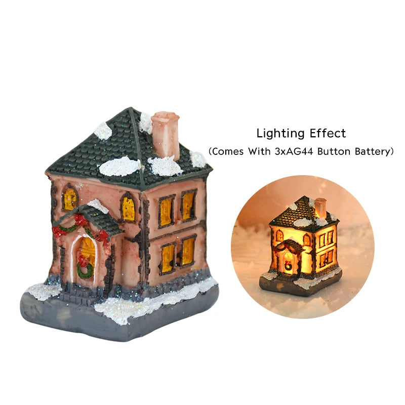 Christmas LED Light Wooden House Luminous Cabin Merry Christmas Decorations for Home DIY Xmas Tree Ornaments Kids Gift New Year