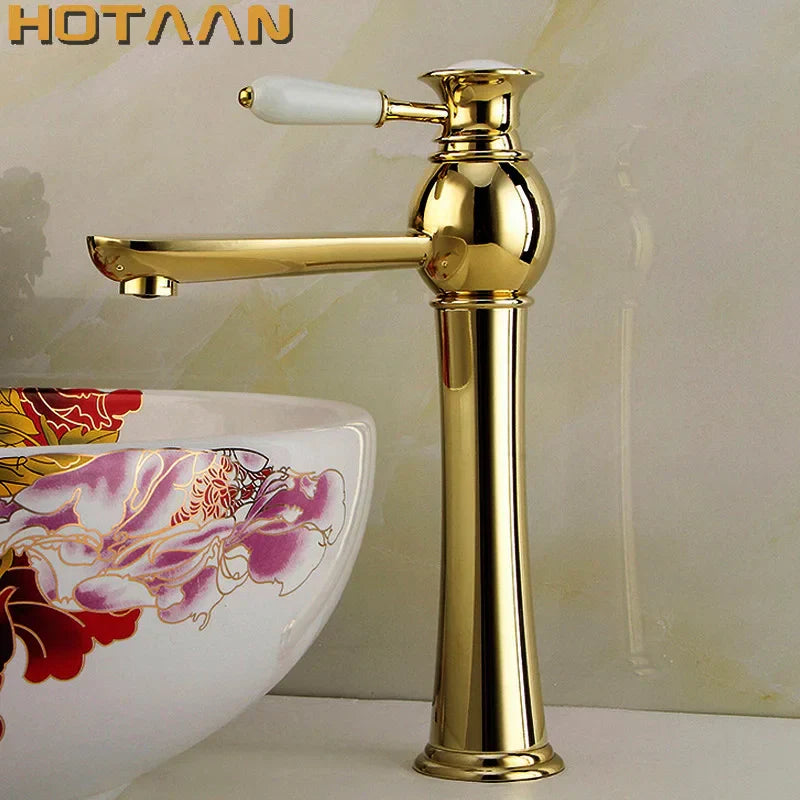 DecorBites™ Gold Basin Faucet with Ceramic Mixer Tap - Bathroom Torneiras Para Banheiro