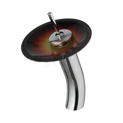 DecorBites™ Glass Rocker Handle Basin Faucet, Waterfall Mixer Taps, Chrome Finish