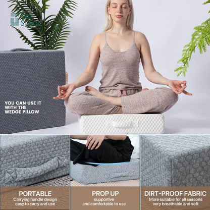 Decobites Square Meditation Floor Pillow, Washable Large Seating Cushion