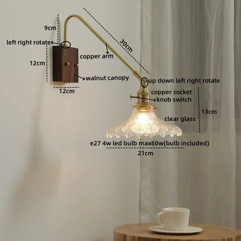 DecorBites™ Glass Copper LED Wall Sconce Modern Stair Light Fixtures