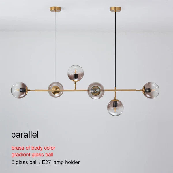 DecorBites™ Brass Glass Ball Chandelier for Modern Living Room Dining Decor