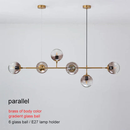 DecorBites™ Brass Glass Ball Chandelier for Modern Living Room Dining Decor