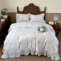 Decobites French Flowers Lace Ruffles Princess Bedding Set with Bed Sheet Pillowcases