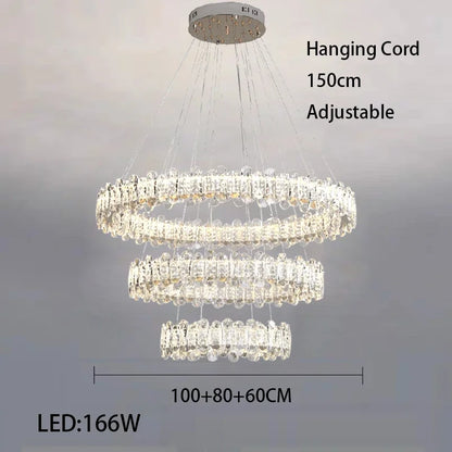 DecorBites™ Crystal LED Ceiling Chandelier: Modern Dimmable Lighting Fixture for Stylish Home Decor