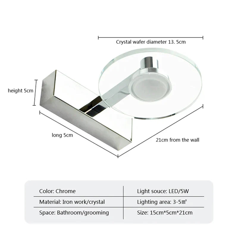 DecorBites™ مصباح حائط حمام بمرآة أكريليك LED 5 وات
