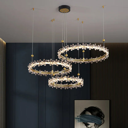 DecorBites™ Gold Crystal Ring Chandelier Pendant Light, Luxury Modern Design for Home Décor